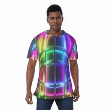 Futuristic Neon Gladiator 3d Rave Tee T-shirt Techno Gift Trippy Festival Shirt