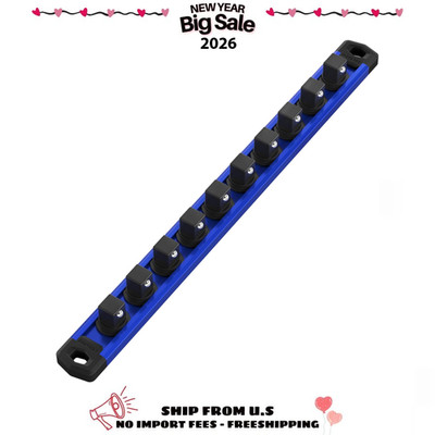 Magnetic Socket Organizer,3/8-Inch,Rail Socket Rack Kit 3/8-Inch x 10 Clips Blue