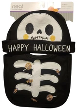 Neat Solutions Baby Happy Halloween Bib And Hat Set Skeleton new nwt black