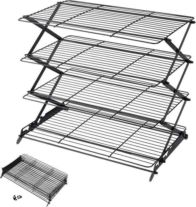 Geesta 4-Tier Upgraded Collapsible Cooling Rack, Storage Shelf for Kitchen