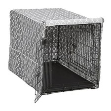 Dog Crate Cover with Teflon Fabric 35"L x 23"W x 24"H Gray Geometric Pattern