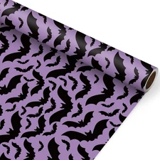 JarThenaAMCS Halloween Wrapping Paper - Mini Roll - 17 In x 32.8 Ft Purple Black
