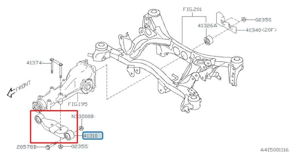 2015-21 Subaru WRX Premium Rear Differential Axle Carrier Mount Support Bracket - Image 2 of 4