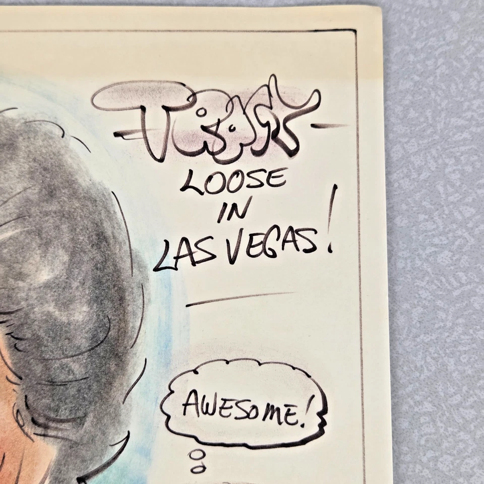 Vintage Tracy Loose in Las Vegas 1988 Caricature Pastel Drawing 12x16 Signed - Image 3 of 4