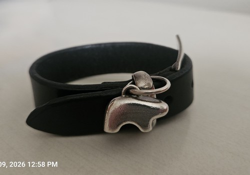 Golden Bear Vail Silver And Black Leather Bracelet