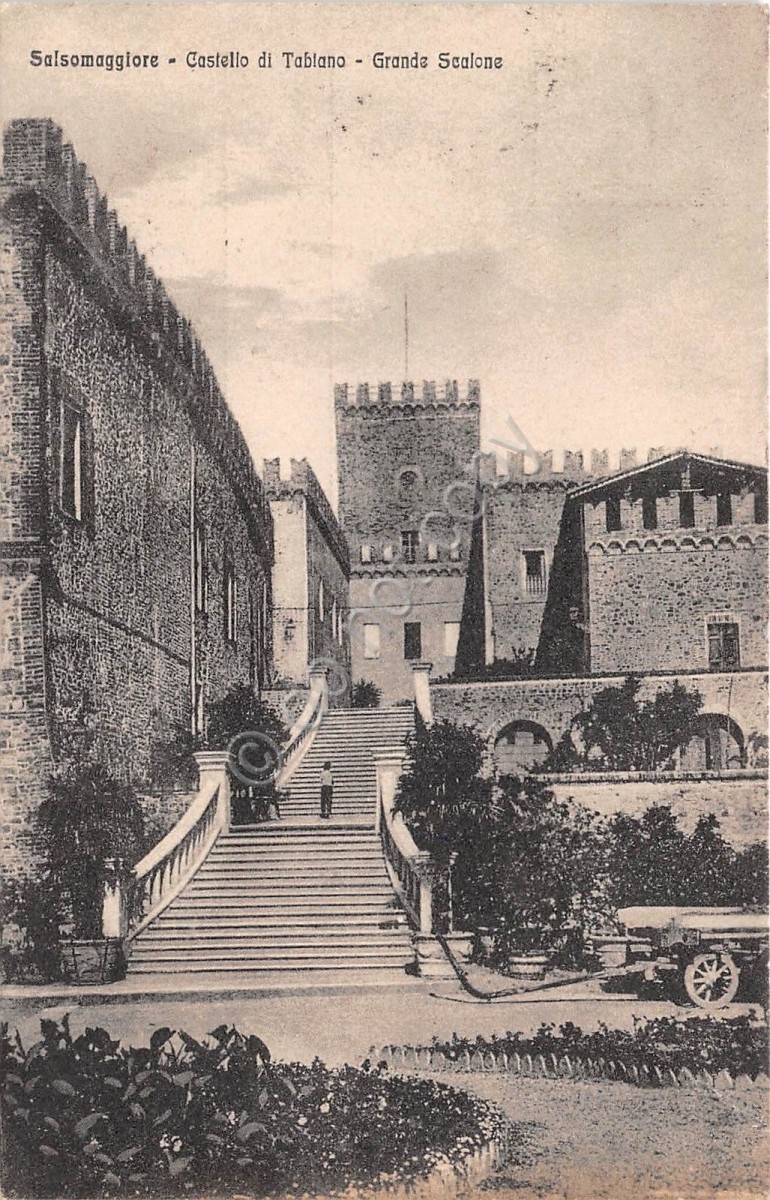 Cartolina - Salsomaggiore - Castello di tabiano - Grande scalone - 1927