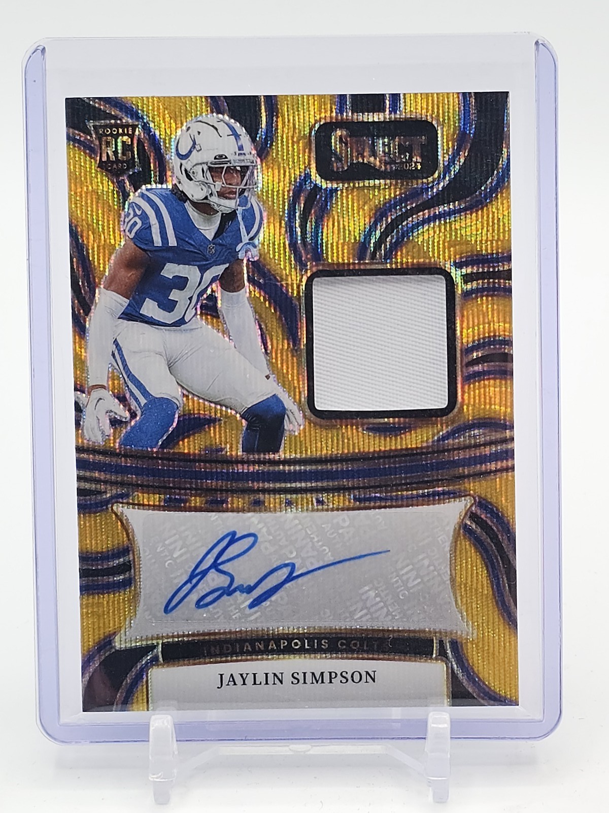 Jaylin Simpson Panini Select Rookie Signature Memorabilia #RSMJSN Gold Wave