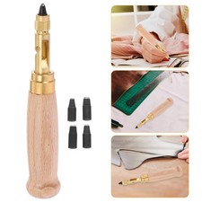 Durable Screw Punch Bookbinding Tool Bamboo Handle with 6 Brass Tip Sizes