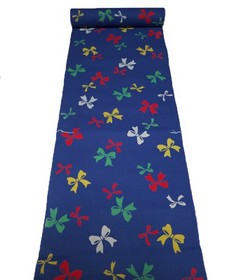 Dark Blue Cotton Yukata Fabric 36.5cm Wide, 1m Length, Ribbon Pattern, New