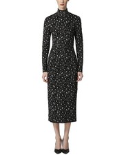 Carolina Herrera Turtleneck Column Silk-Blend Midi Dress Women's Grey Xs