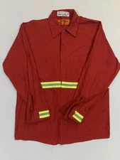 Red Kap Hi Vis Work Shirt Large Red Reflective Industrial Uniform LS #B08