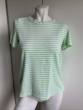 LOFT size small green/white short sleeve striped T-shirt