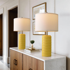 Chic Set of 2 Yellow 23" Ceramic Table Lamps for Stylish Living Room Decor