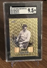 2019 Leaf Metal Babe Ruth Dual Bat Gold Superfractor 1/1 SGC 9.5 DB-03 Jersey #!