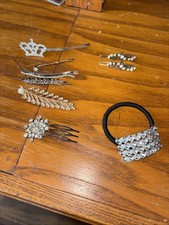 Vintage/new Hair Barrettes Clips Lot of 18 with rhinestones