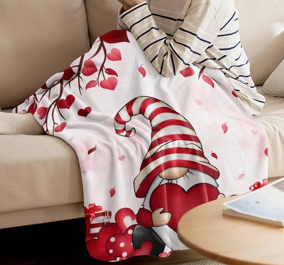 Manta de tiro Love Gnome mantas y frazadas, manta roja Love Heart rosa Foto 2 de 4