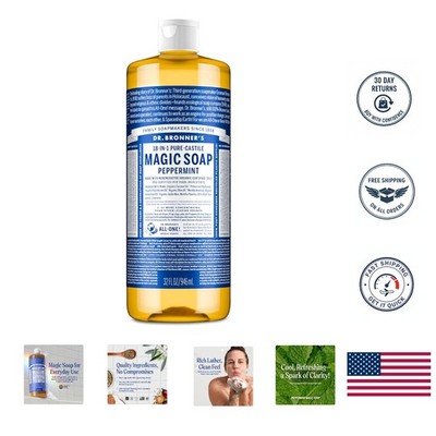 Pure-Castile Magic Soap 32oz - 18-in-1 Organic, , Peppermint Cleanser