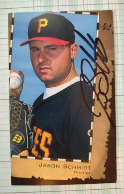 1997 Pittsburgh Pirates Advance Auto Parts, Jason Schmidt Signed,Autographed S2