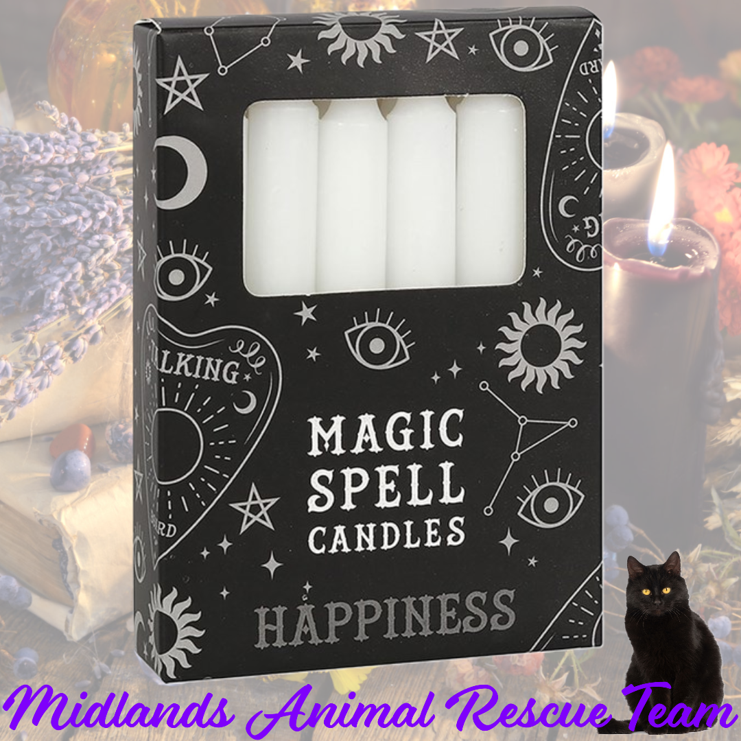 White Spell Candles Pack of 12 - Happiness - Sale For Our Animal Charity 500917