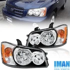 1 Pair Chrome Housing Headlights Headlamps With Bulbs For Highlander 2001-2003