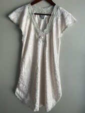 Vintage Christian Dior Nightgown Womens Petite Floral Lace Saks Fifth Ave 80s