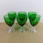 6 Anchor Hocking Green Bubble Water Glasses Goblets 5.5" Tall VGC Vintage