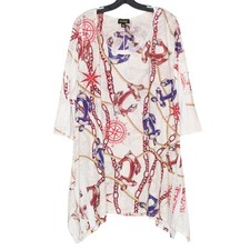 Tunic Top 3/4 Sleeve Nautical Coastal Anchor Beach Resort Cruise Plus Size 3XL