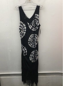 INC International Concepts Women's Black Tie Dye Studded Fringe Dress XL NWT