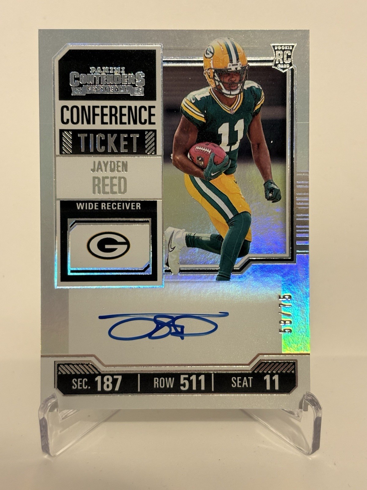 2023 Contenders Jayden Reed Rookie Auto /75 Conference Ticket Variation