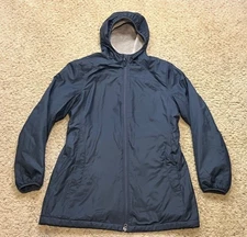 LL Bean Women Parka Navy Plush Fleece Lined Winter Jacket Hood Size M Reg 280551