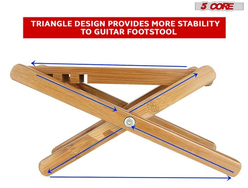 5Core Wooden Guitar Foot Stool 3 Level Adjustable Leg Rest Classical Footrest - Picture 4 of 11