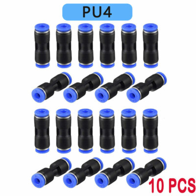 10x 5/32 (4mm) OD Tube Pneumatic Straight Union Push To Connect Air Fittings