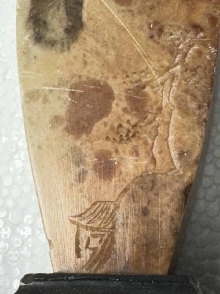 古董微型亚洲阿拉巴斯特石芽花瓶雕刻两面 — 第 3/4 张图片