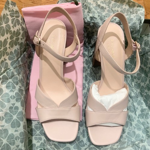 Kate Spade Delight Platform Heel Sandal Nude Leather Heeled Ankle Strap Pump 9 - Picture 4 of 8