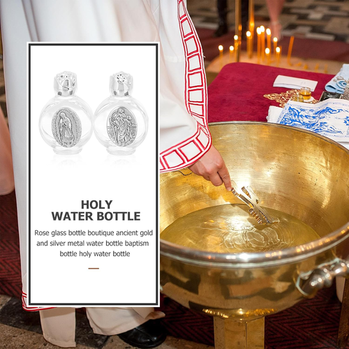 2Pcs Empty Glass Christian Holy Water Bottles with Lid Jesus Refillable Catholic - Picture 5 of 12