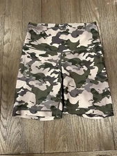 Mens Jock Shiny Spandex Tights Compression Shorts Green Gray Camo Small