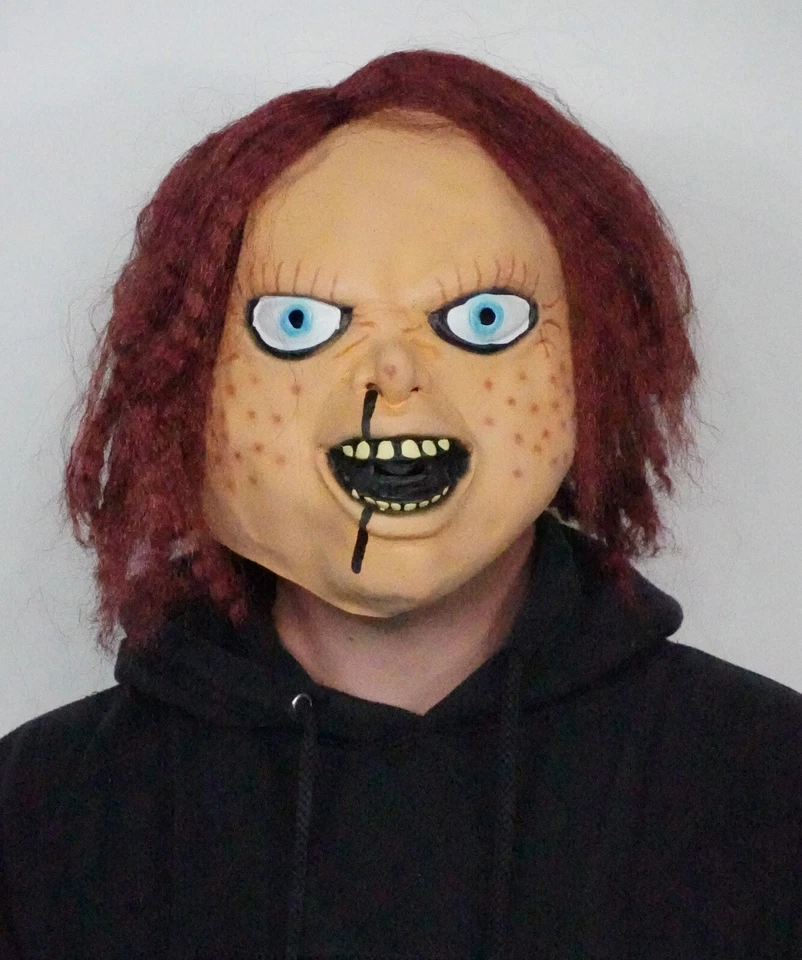 Chucky Halloween adult Mask and Hair Killer realistic Costume Mask - Image 3 of 4