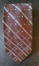 Vintage 1970s Wembley Wemlon Retro Neck Tie Wide Brown Geometric Pattern