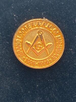 Grand Lodge F&AM Michigan 1998 1999 Tie Pin Used Gold Tone Free Accepted Masons 