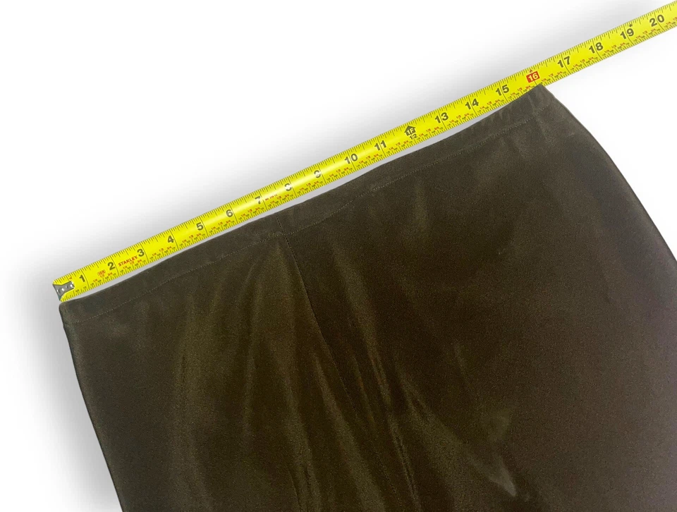 SHAMASK 100% Seda Pierna Recta/Ancha con Dobladillo Ondulado Verde Ejército Talla 1 Foto 4 de 4