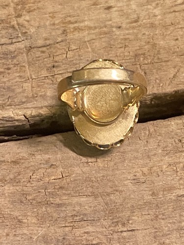 VINTAGE GOLD TONE ART GLASS RING ADJUTABLE - Picture 5 of 7
