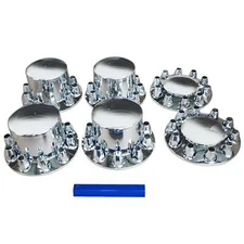 Front Rear Chrome Semi Truck Hub Cover Kit 33mm Round Wheel Axle Covers NEW