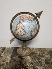 Desktop Earth Terrestrial Globe Cast Iron Base Paris France Olde Old World