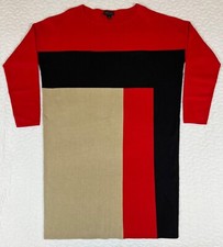 Vintage Carlisle Sweater Dress Womens Large Red Black Retro Silk Linen Blend