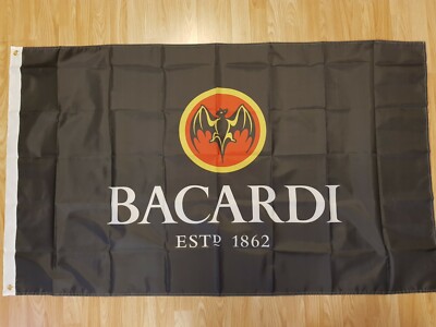 Schwarze Bacardi Flagge & Schlüsselanhänger - Alchohol Werbeschild Rum 1862 90 cm x 150 cm