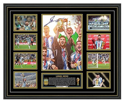 LIONEL MESSI 2022 WORLD CUP ARGENTINA CHAMPIONS SIGNED FRAMED LE MEMORABILIA - Picture 3 of 5