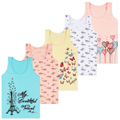 5 Mädchen Unterhemden Spaghettiträger Tank Top Baumwolle Kinder Unterwäsche 