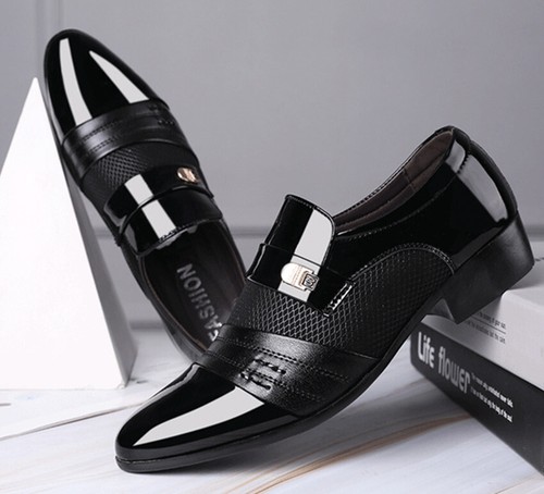 Men's Patent Faux Leather Tuxedo Dress Shoes Formal Shiny Wedding Prom Oxfords - Picture 4 of 155