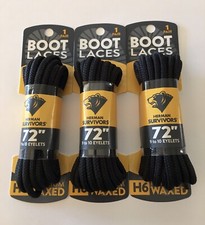 Lot of 3 Herman Survivors Boot Laces 72โ Made In The USA H6 WAXED 9-10 Eyelets