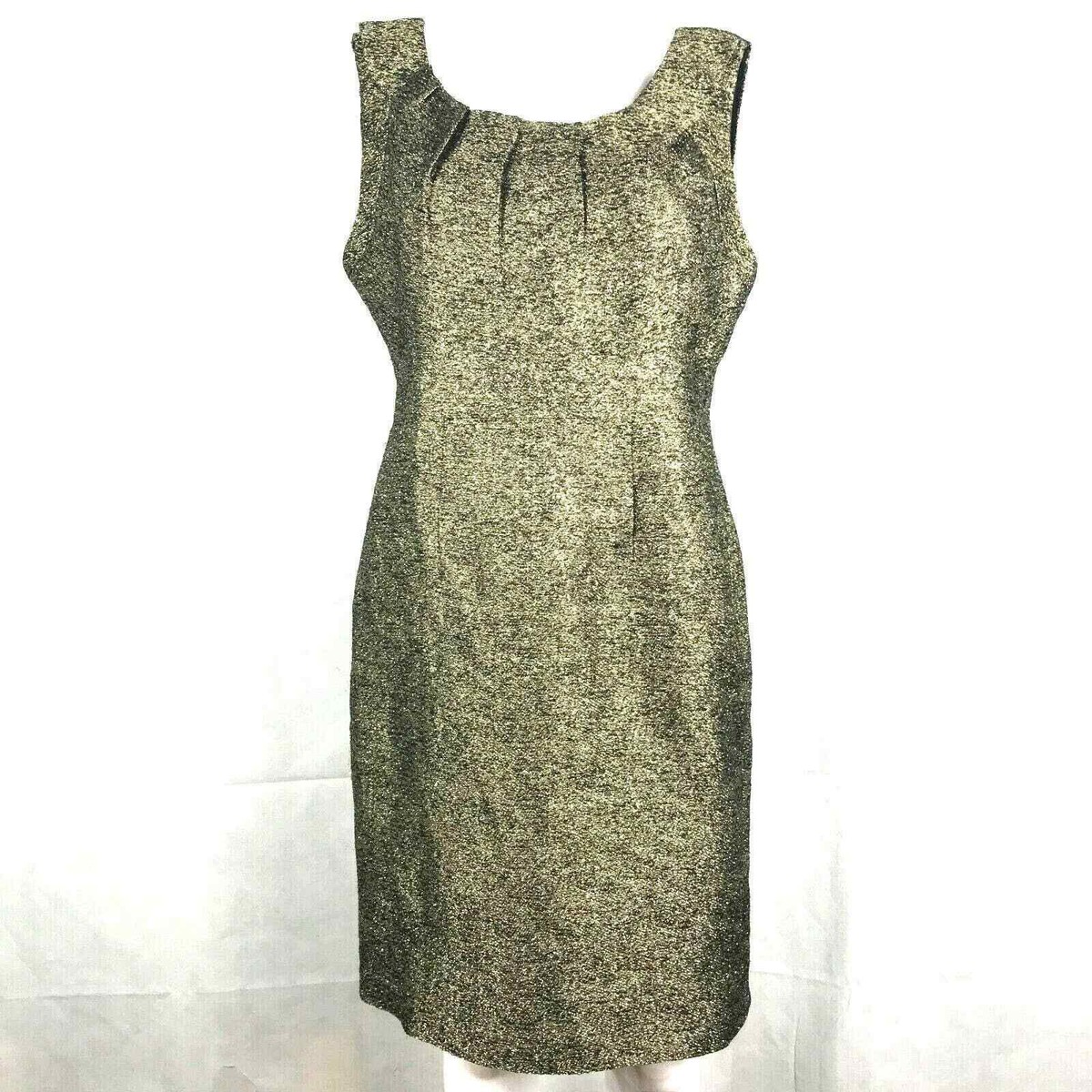 逆輸入 Michael Kors Dress Women Sz 8P Petite Gold Metallic Silk 母子手帳用品